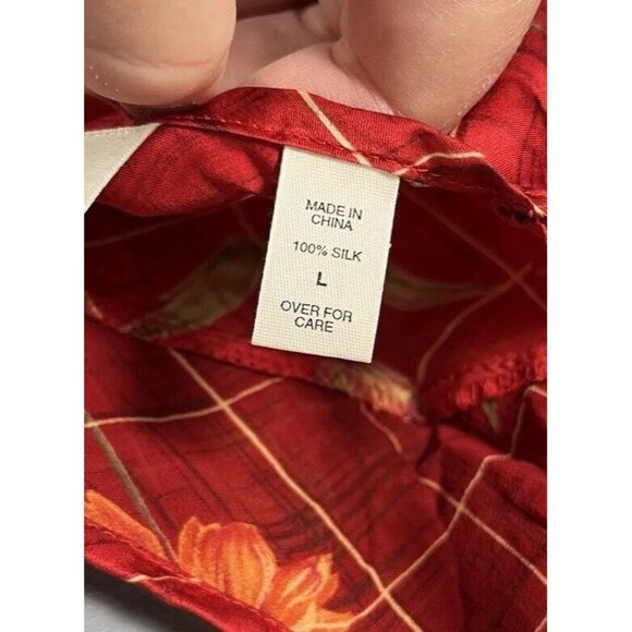 Vintage 90s Victoria's Secret L Red Floral Print 100% Silk Chemise Slip Dress - Picture 5 of 6